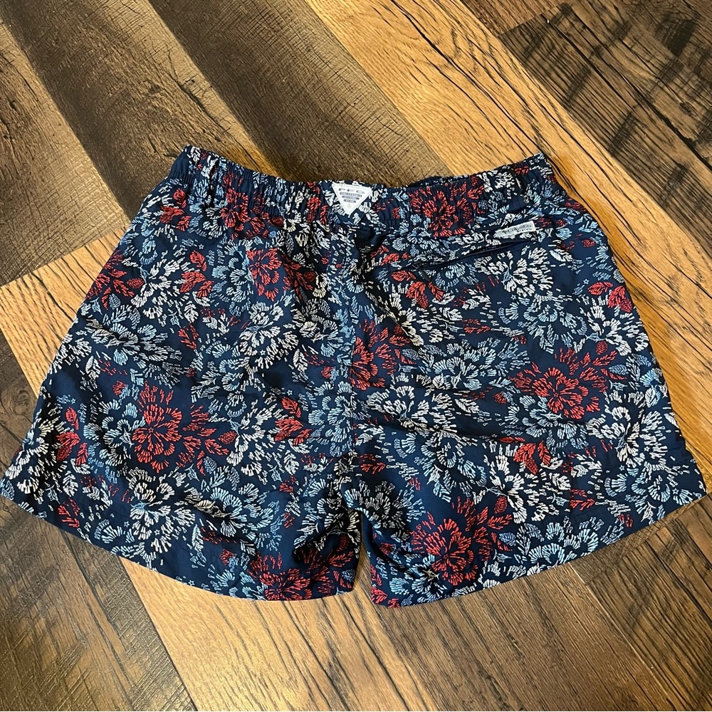 Columbia Floral Women's Athletic Shorts - Blue and Red - Picture 5 of 8